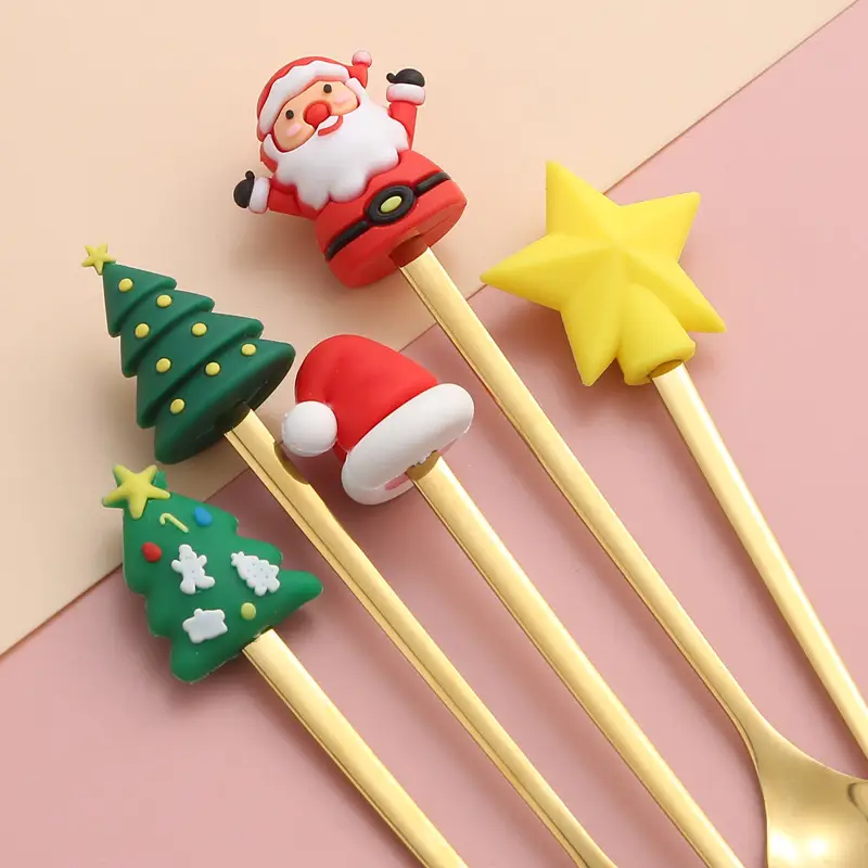 6pcs stainless steel holiday cutlery set with santa & snowman dessert spoons and forks - 410 grade rust-resistant christmas, halloween, thanksgiving & eid al-fitr gift box - festive tableware for family , parties, and seasonal decorations - durable kitchen & dining essentials Product details 2