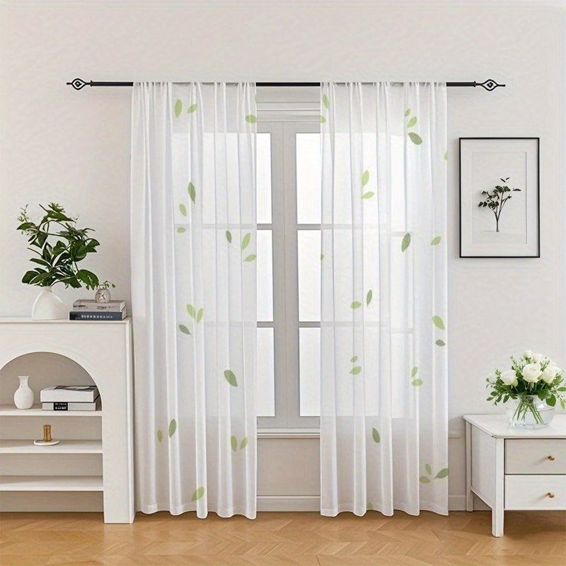 TEMU 2pcs Moustiquaire Fenêtre Blanche, Légèrement Décorée avec des Feuilles , Naturelle et , Convient aux , Balcons, Fenêtres de Salon et Chambre à