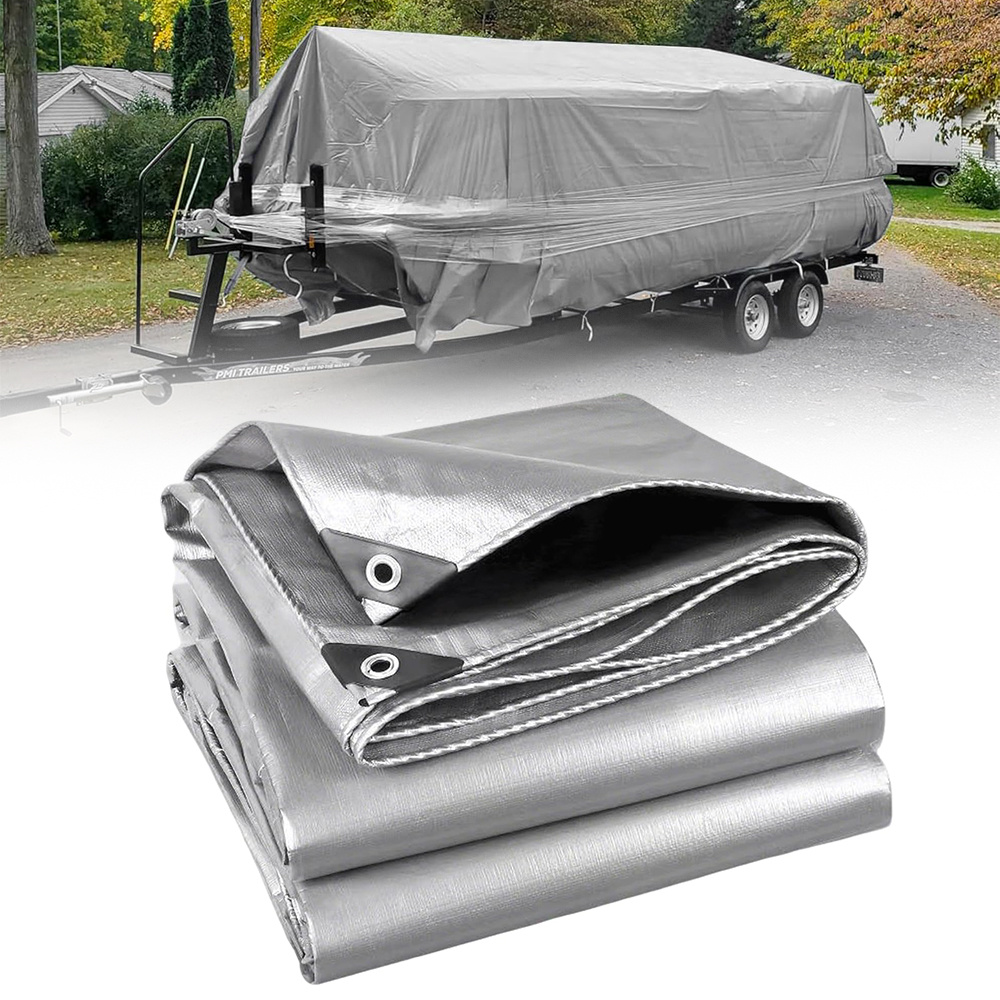 Image of 2 Sets 650g/m2 Pvc Tarpaulin With Grommets, Heavy Duty Uv Resistant Tear-proof Cover For Garden, Truck, Pool, Camping - Reinforced Protective Sheet