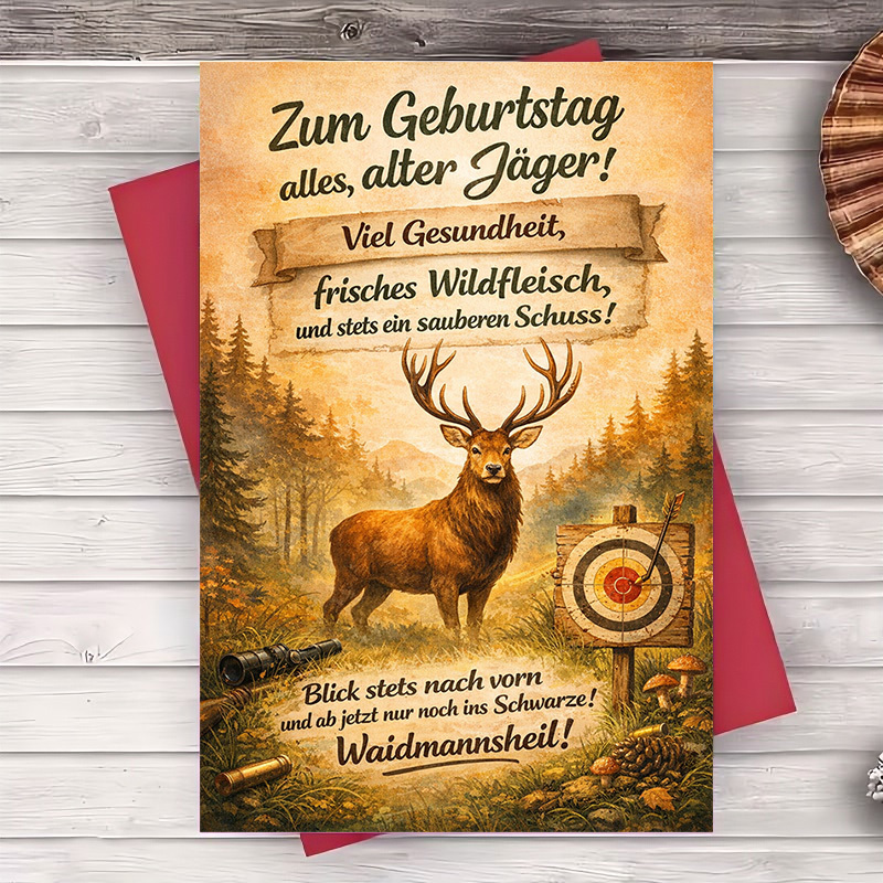 E-shop (Rustikale Hirsch-Geburtstagskarte mit einem Umschlag einer Grußkarte) für Männer Frauen, , Naturliebhaber, Outdoor-Feier, Geschenk für Freunde,