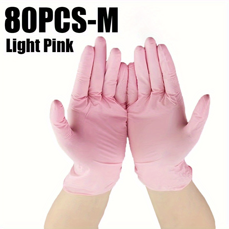 TEMU 40/60/80pcs Light Pink, Pvc Composite Nitrile Gloves, Home Cleaning, Kitchen Cooking, Pet Bathing, Manicuring, Painting Disposable Gloves
