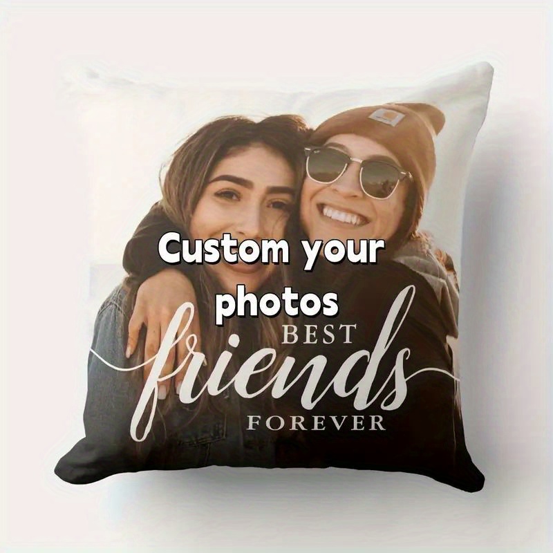 E-shop Bildkissenbezug mit individuellem Foto, 18x18 Zoll, personalisiertes "" Zitat, einseitiger Druck im Vintage-Stil, weicher, kurzer