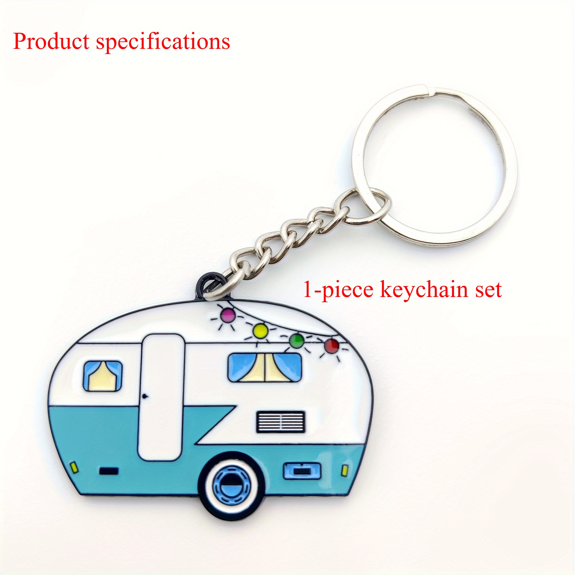 TEMU 2D Platte 1-delige Auto Model Sleutelhanger, RV Model Sleutelhanger, Ideaal Verjaardagsfeest Cadeau, Acryl Materiaal, Campingauto Ornament Auto