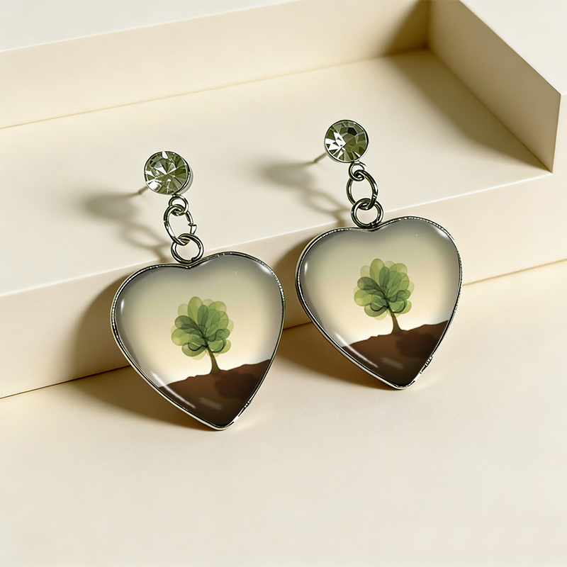 Tree of Life Heart-Shaped Earrings
