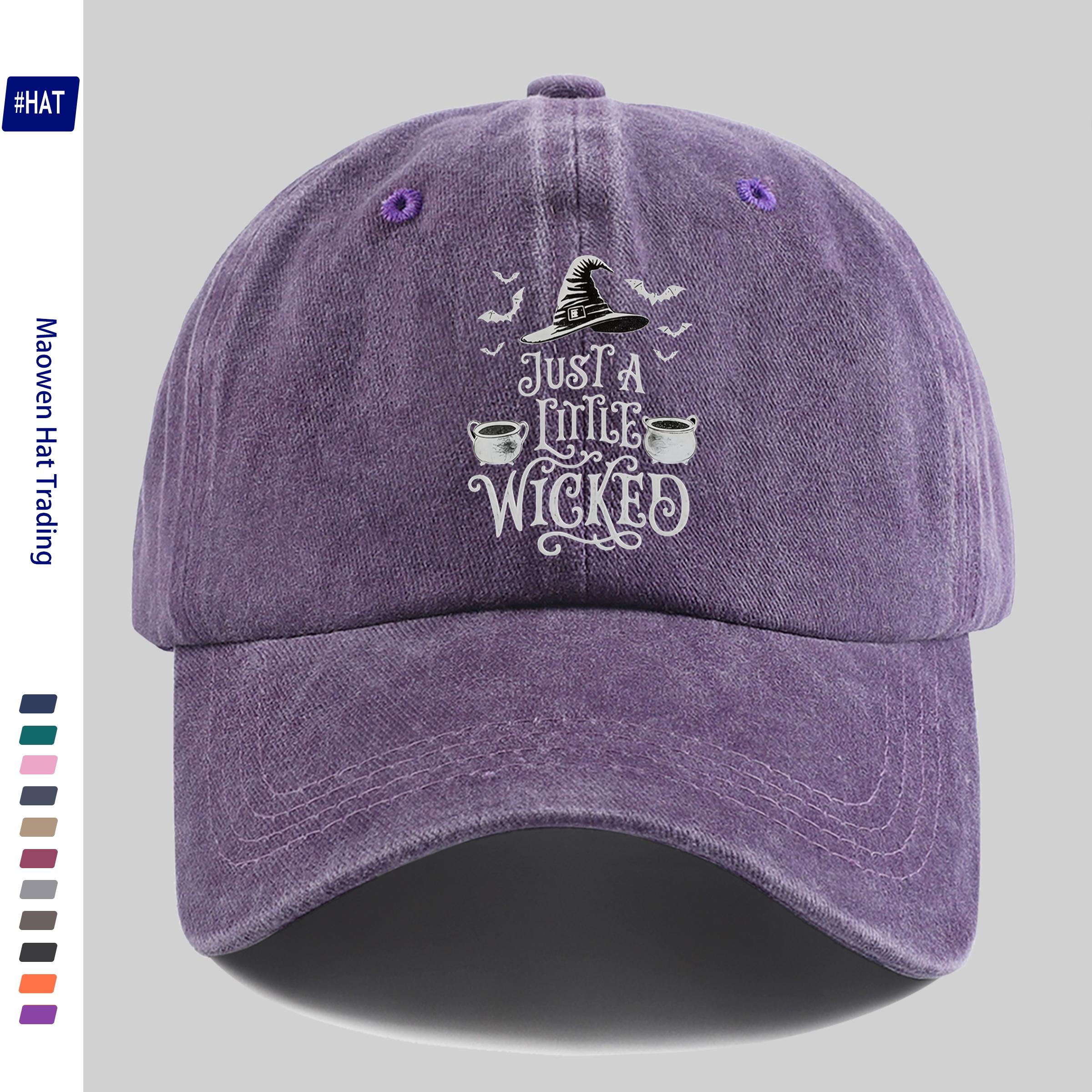 TEMU 1pc "slightly " Witch And Bat Baseball - Vintage Style Adjustable , Suitable For Halloween, Autumn And Winter , Themed Parties, Unisex,