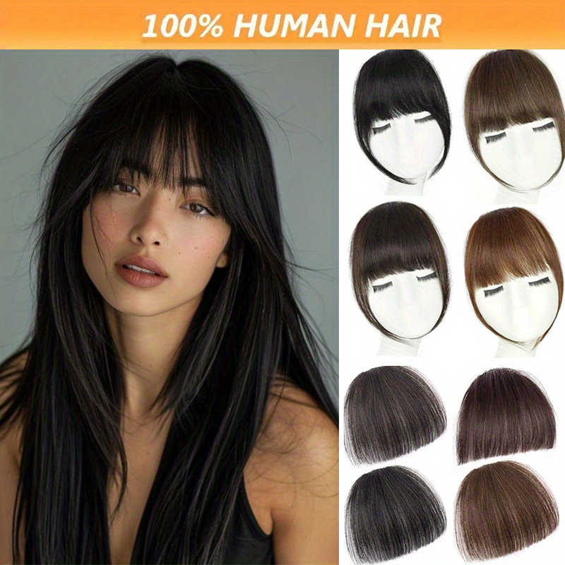 bangs hair clip for women straight hair clip in bangs with sideburns and no sideburns mixed packaging 100 human hair piece details 0