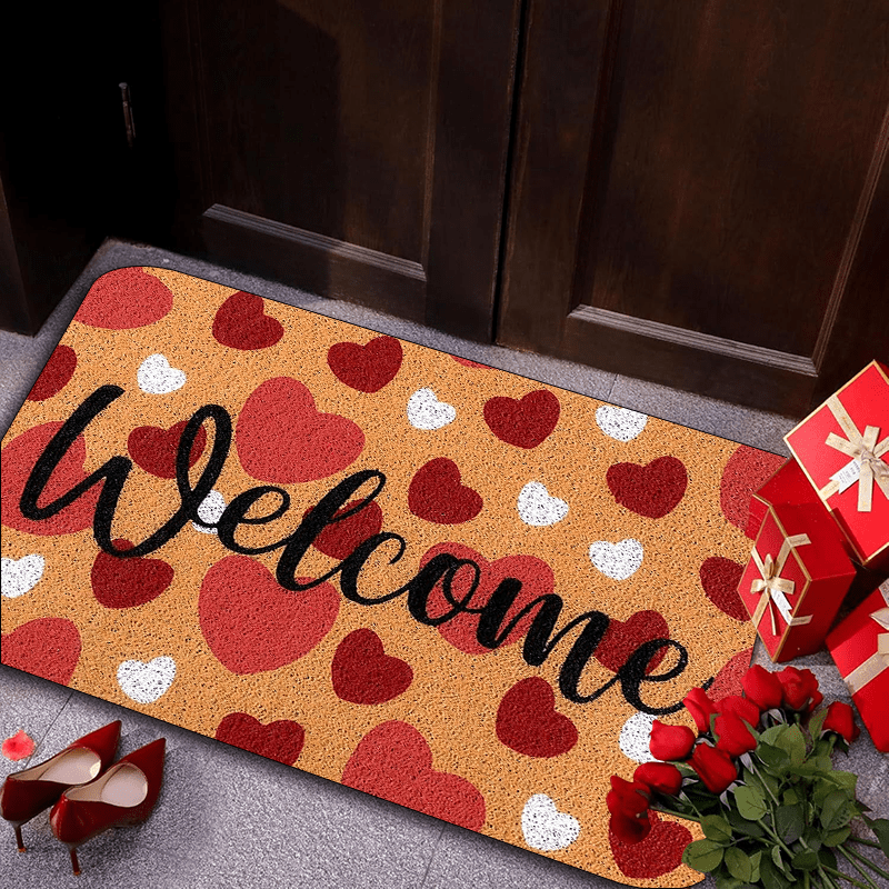 

1pc, A Valentine's Day Patterned - Non-slip, Featuring Heart Prints For Valentine's Day, Machine Washable Polyester Carpet, Suitable For Indoor And Outdoor Use, Bedrooms, Entrances, And Home Decor.