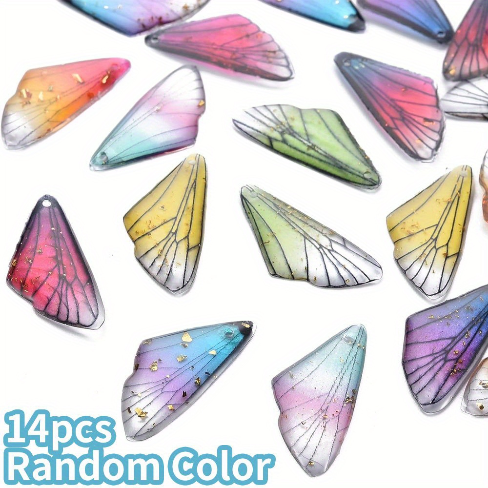 4/8/14pcs Resin Material Wing Pendant Transparent Insect Dragonfly Wing Pendant Diy Bracelet Necklace Earrings Pendant New Year Valentine's Day Gift