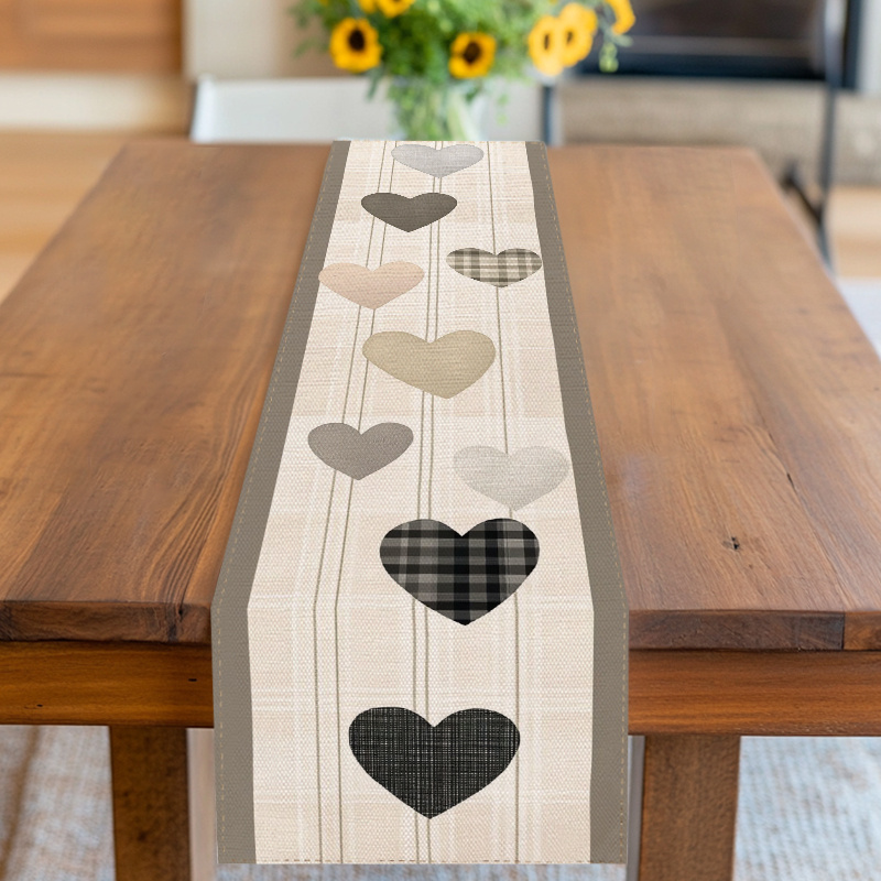 E-shop 1 Stück Tischdecke für Zuhause, Küche, Party, Tischaccessoires, Tischwäsche, Valentinstag-Motiv, Hängende Herzen in neutralen , verleiht Ihrem