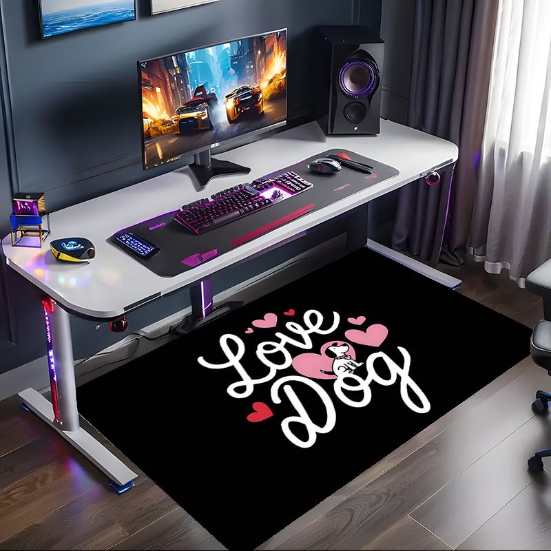 Alfombra Antideslizante para Oficina con Tema de Perro Amoroso, Adecuada para la Decoración del Hogar, la Sala de Estar y las Vacaciones, Adiciones Esenciales para el Espacio de Trabajo, Material Duradero