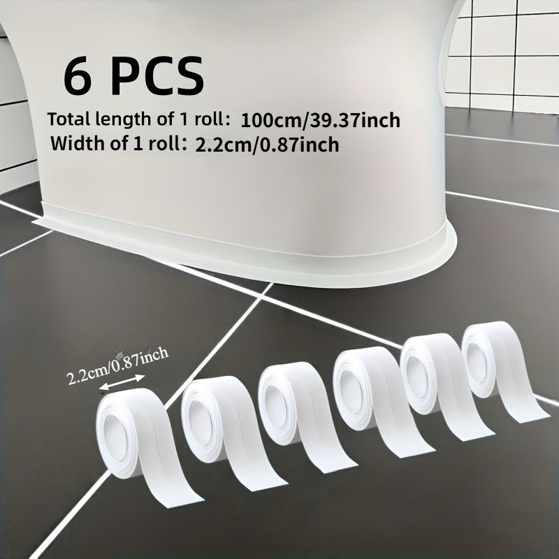 TEMU 6 Rolls Self-adhesive Sealing Tapes, Suitable For Bathroom And Kitchen, Durable High-quality Adhesive, Easy To Tear And Stick, Seamless Sealing