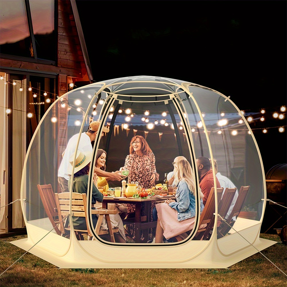 travel   da large   up bubble tent all weather instant setup outdoor shelter with clear roof zippered entry oval canopy for camping parties events year round use for s no poles easy assembly