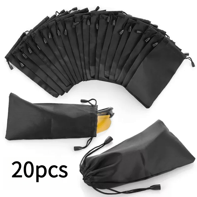 TEMU 20pcs Soft Fabric Sunglasses Bags, Fiber Dustproof Waterproof Drawstring Glasses Bags, Portable Glasses Case Organizer