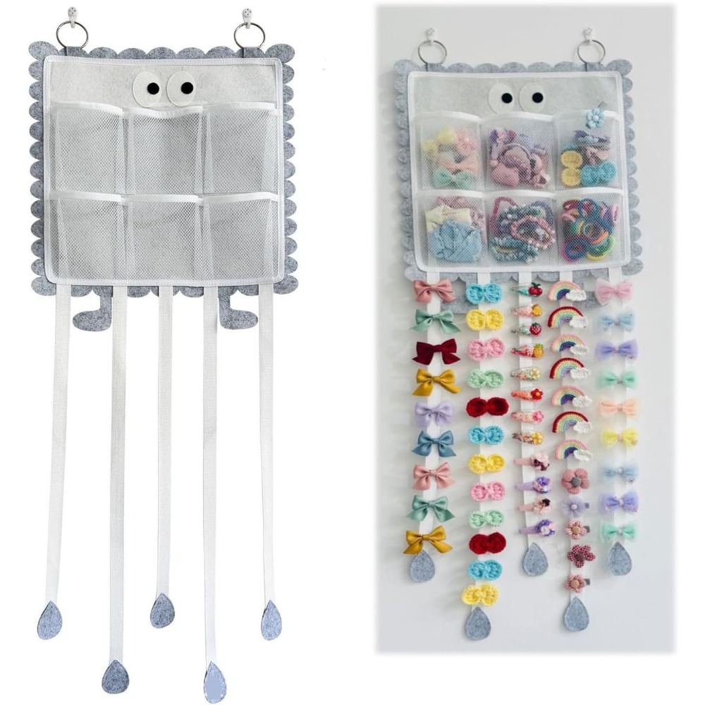 TEMU 1pc Hanging Hair Clip Organizer With Pockets, Can Store Hair Ties, Hair Additions Bows Organizer Hanger, Headwear Organizer, Hanging Jewelry