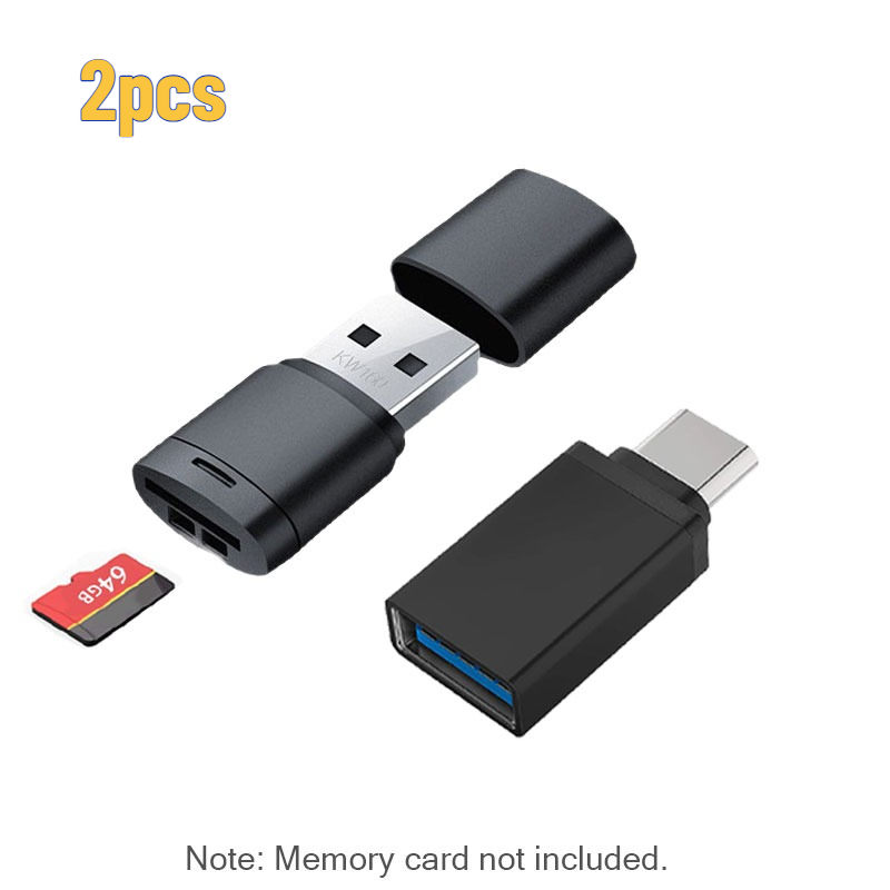 TEMU 2 piezas Adaptador Mini USB-C a USB/USB a hembra y de tarjetas TF, convertidor de tarjetas de memoria USB 2.0/3.0, para unidades SD/TF,