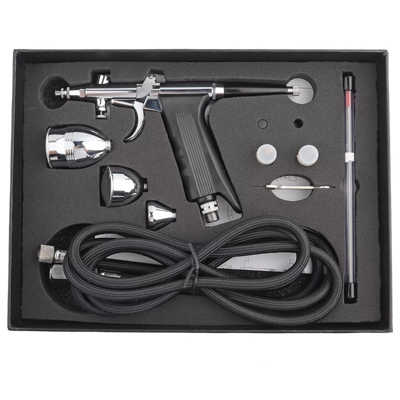 Airbrush With 0.3mm/ 0.5mm/ 0.8mm Nozzle 2cc/ 5cc/ 13cc Cup For Nail Moisturizing Makeup Cake/ Biscuit Decoration