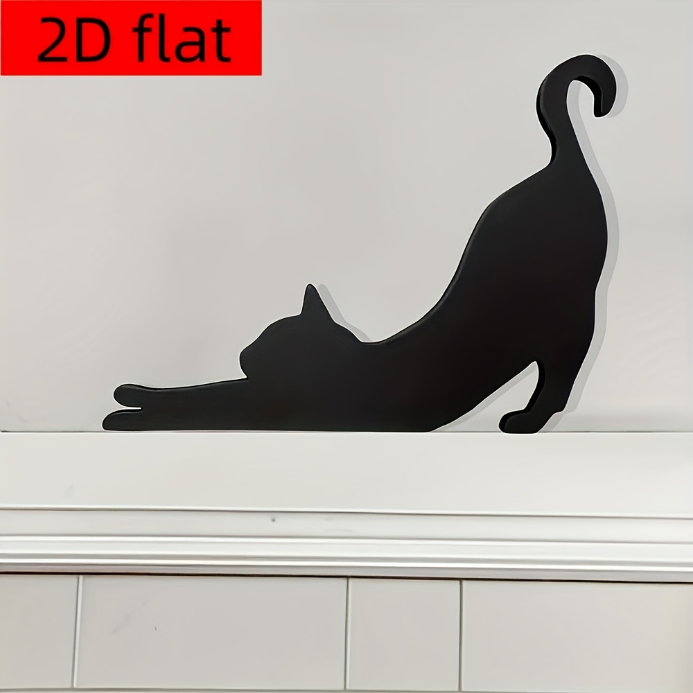 TEMU 2d Flat, 1pc Creative And Fun Stretched Cat Acrylic Door Frame Decoration - For Indoor/outdoor Use, No Electricity Required, Suitable For