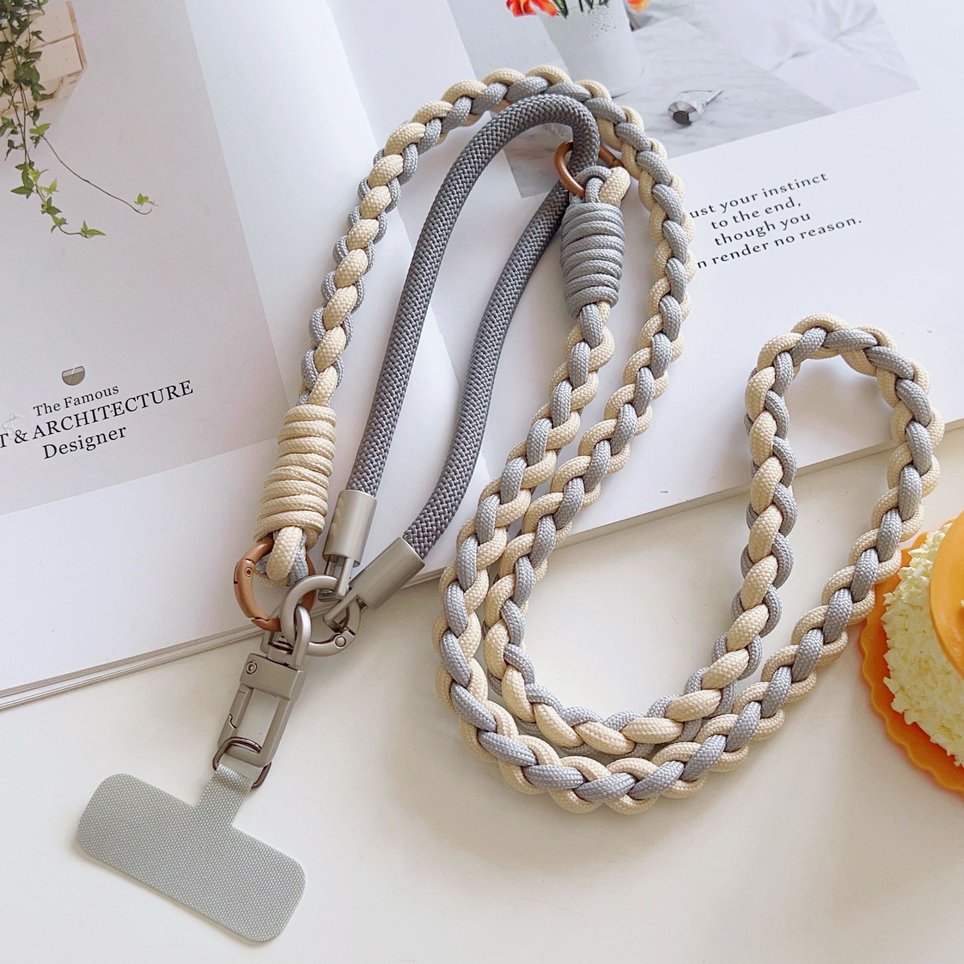 Solid Color Four-strand Braided Long And Short Rope, Adjustable Neck And Crossbody Phone Lanyard, Creative Short Phone Case Strap.