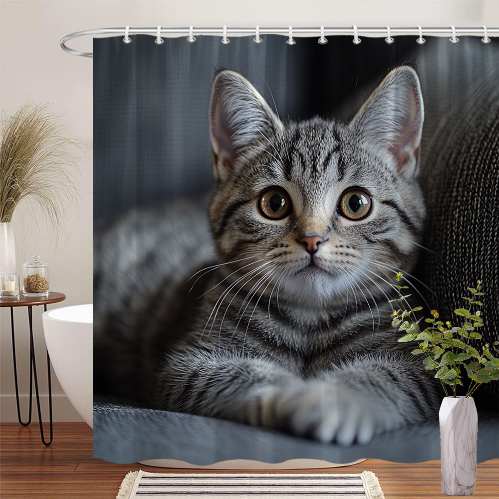MERCHR Duschvorhang Mit Katzenpfoten-Motiv - Rustikales Design In Blaugrün/Schwarz, 180x180 Cm, Wasserdicht