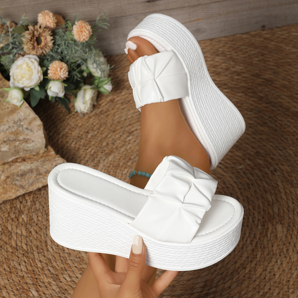TEMU Sandali con Zeppa e Plateau per l'Estate, Scarpe Slip-On Versatili per Donne in Taglie Pi羅 Grandi, Scarpe da Donna