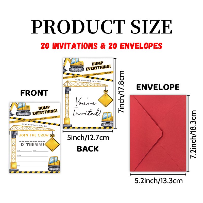 TEMU Upgraded Thick Paper, High-quality Printing. Invitation Letters With 20 Cards And 20 Envelopes, Celebrating Construction Engineering Milestones,