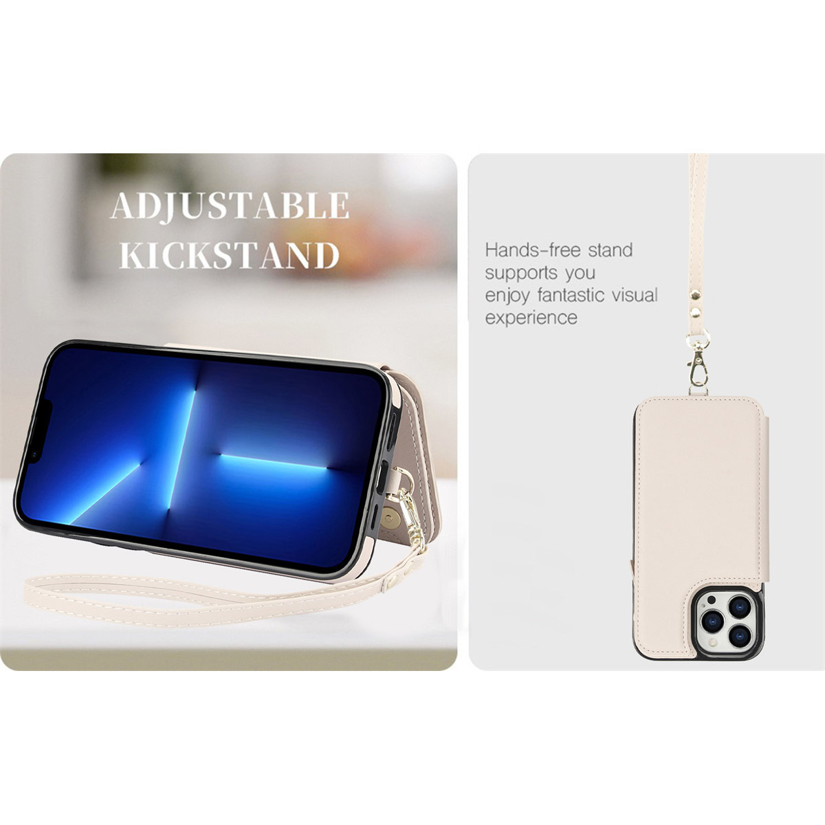 Wallet Case for iPhone 16/ 15/ 14/ 13/ 12/ 11 Pro Max 16 Plus/ 15 Plus/ 14 Plus/ 13 Mini/ 12 Mini/ 7/ 8/ SE 2020/ SE 2022 with Card Slot Holder, Magnetic Flip Folio Purse Case, Zipper Handbag with Detachable Lanyard Strap