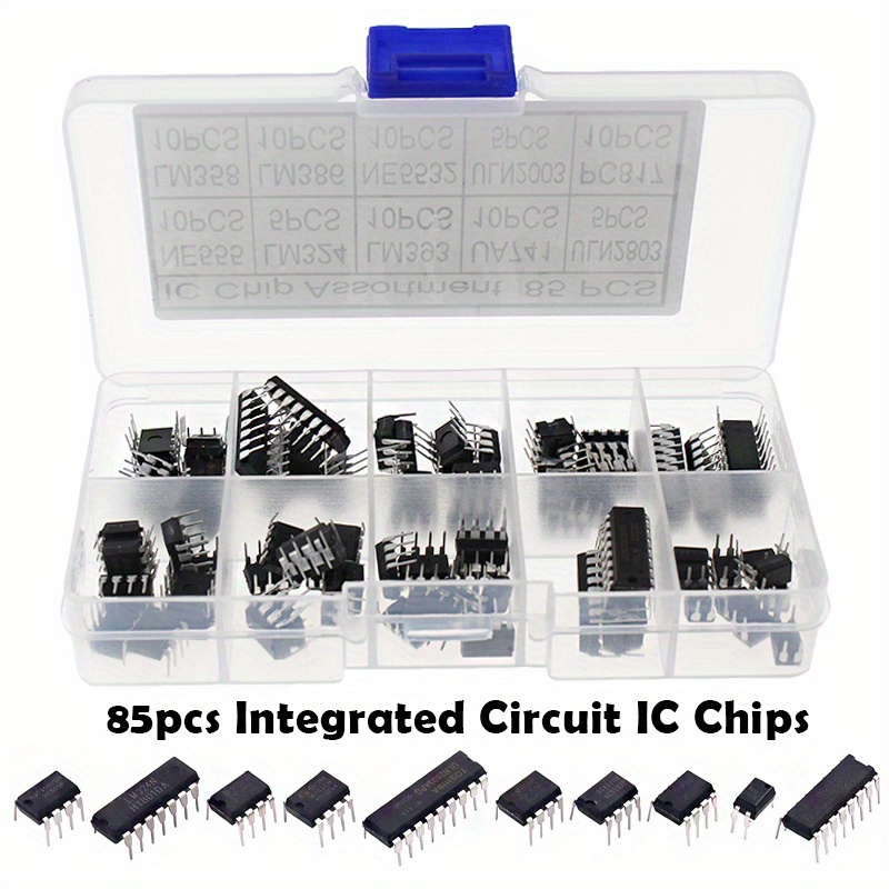 

85pcs Integrated Circuit Chip Kit - Plastic Ic Chip Assortment With 10 Common Ics (ne555, Pc817, Lm324, Ne5532, ) For Electronics Repair, Uncharged, No Battery Or Laser - Diy Dip Socket Repair Parts