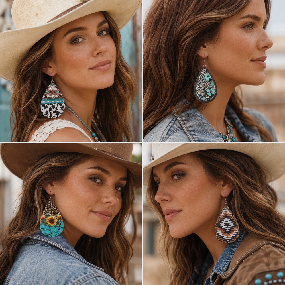 18pcs Western Ethnic Style Acrylic Earring Set, Vintage