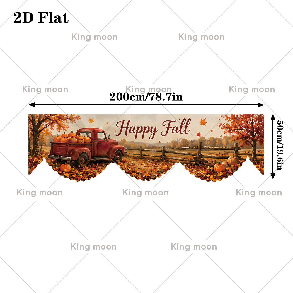 TEMU 2d Flat Autumn Falling Leaves Red Pickup Truck Fireplace Mantel Scarf, Rustic Farmhouse Fireplace Decorative Table Skirt, Autumn Fireplace Soft