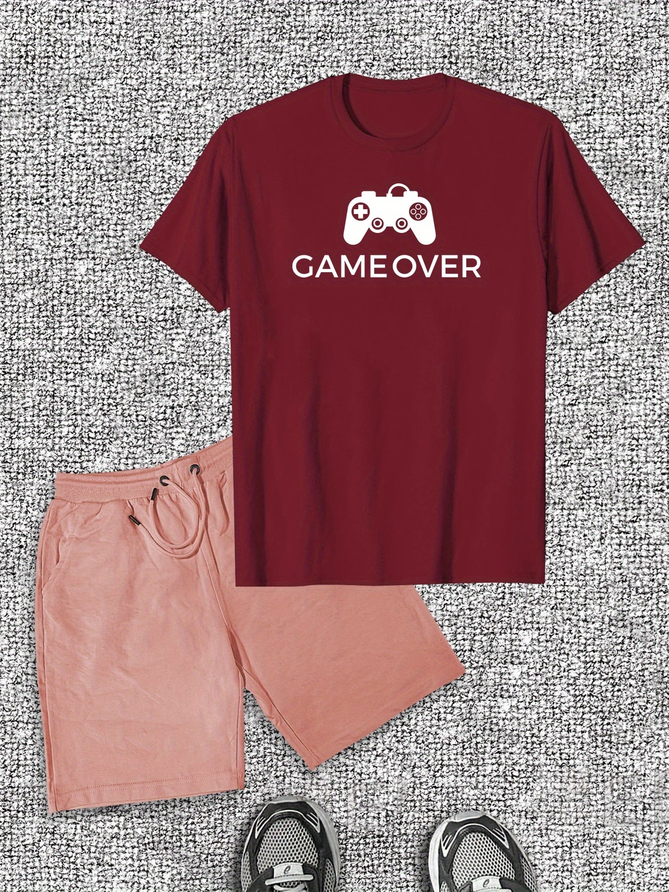 Men's Gaming Console Pattern Short Sleeve T-Shirt and Shorts Casual Set