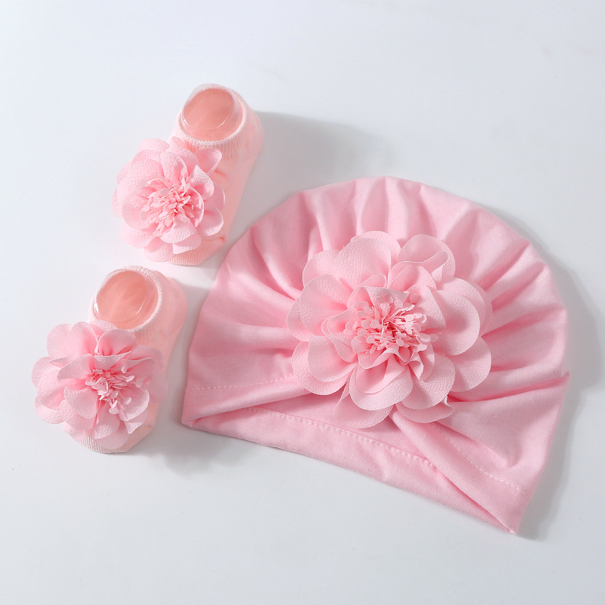 E-shop 2er-Set: Prinzessinnen-Stil Blumen-Hauben Socken-Kombination für Kinder/Kleinkinder. Hautfreundliches Material mit Blumenkern-Zubehör. In