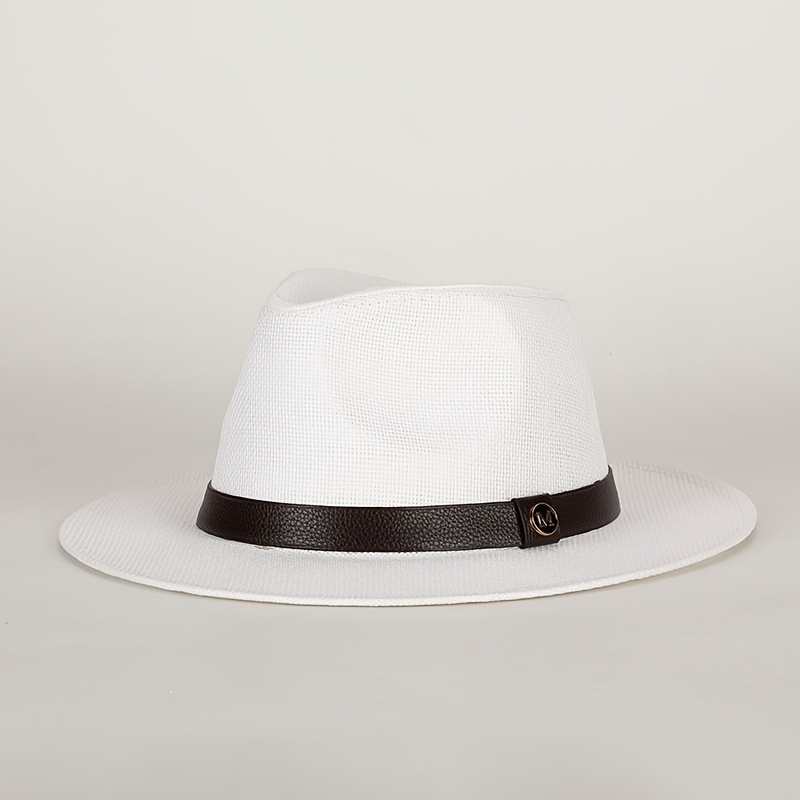 TEMU Spring And Summer Style Hat Panamanian British, Straw Hat With Letter Belt Decoration