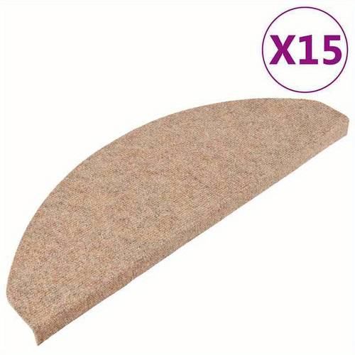 15pcs Beige Self- Stair Mats 65x22, 5x3, 5cm - Anti-Slip, Wear-Resistant, for Home Stairs, Bedroom, and Indoor Use, Polyethylene 100, Hand Wash Only, Stair Treads for Indoor Stairs, Stair Tread Safety, , Durable Stair Treads
