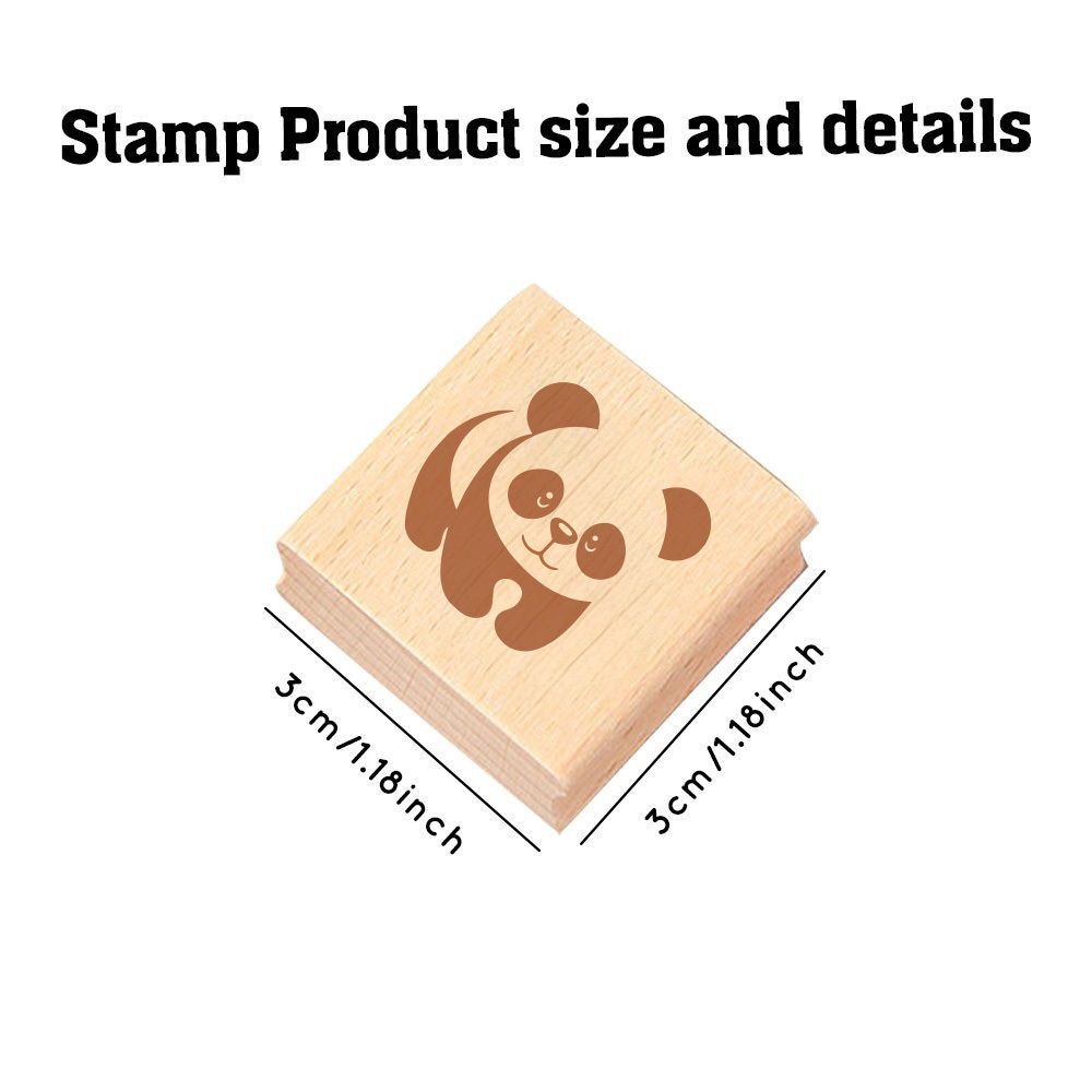 Multifunctional Wooden Rubber Stamp Featuring Panda Design