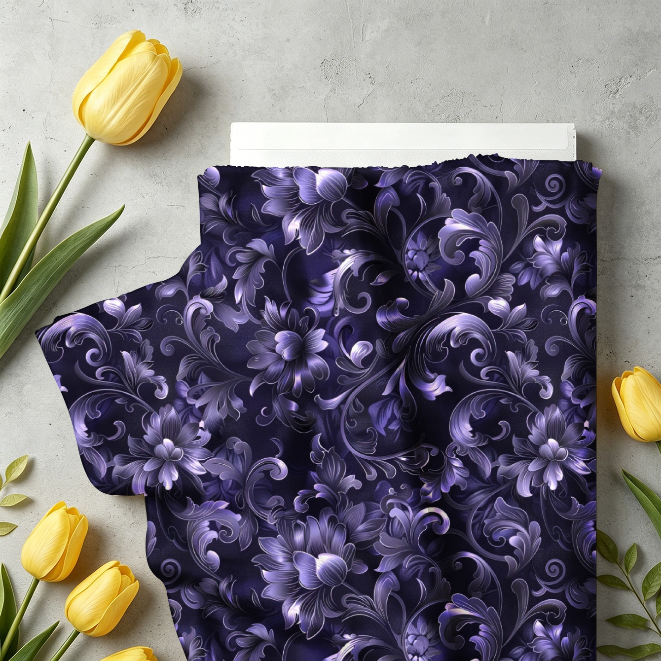 TEMU 1pc Tissu imprimé numérique motif floral violet, Multi-tailles en option, Tissu en polyester doux et confortable pour le quilting, l'artisanat,