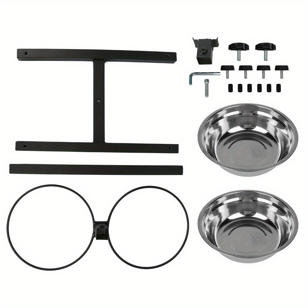 TEMU Double Bowl, Dog Feeding Bowl, Pet Feeding Bowl, Adjustable Height