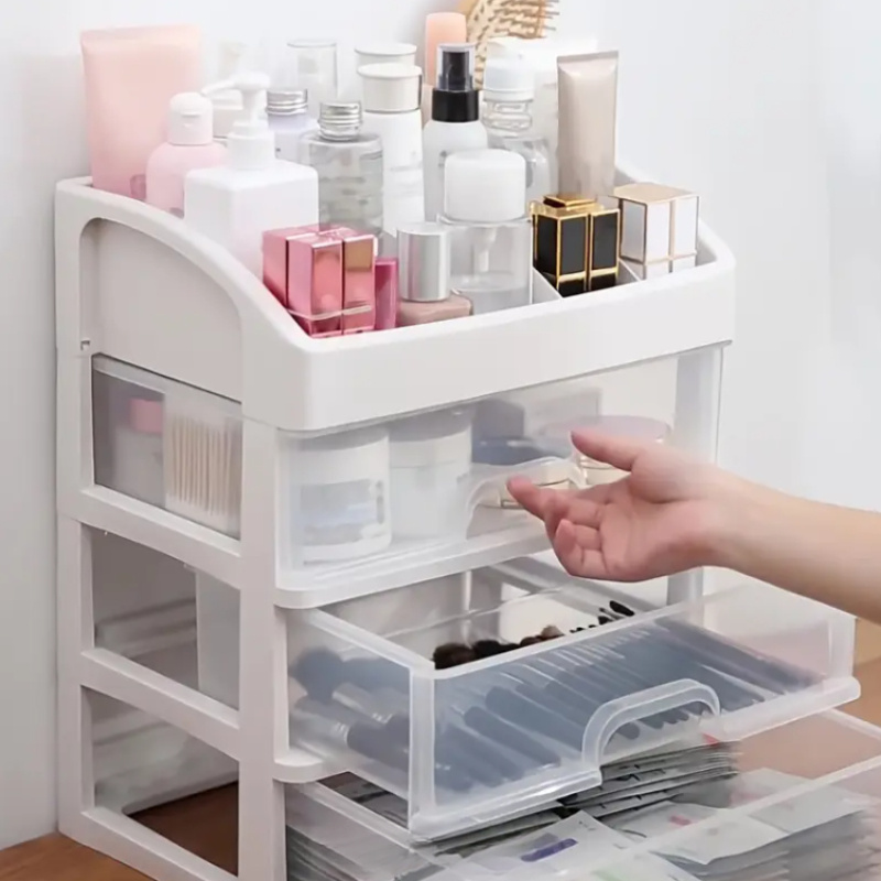 

Cosmetic Organizer With Drawers - Transparent Storage Box For Makeup, Jewelry - Ideal Gift For Beauty Enthusiasts & Women