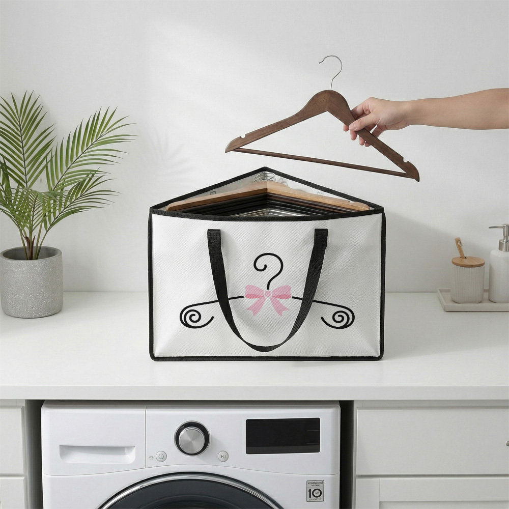 TEMU Bolsa de almacenamiento prémium minimalista y de 1 pieza, diseño triangular con percha para ropa enrollada y estampado de , resistente y
