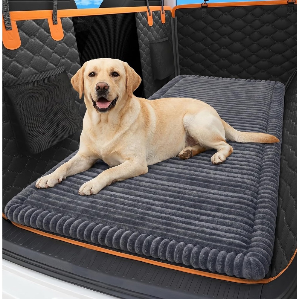 Image of Car Back Seat Dog Bed Non-slip, Backseat Dog Bed Mat For Backseat Extenders, Pet Car Blanket Seat Cover For Suvs Trucks Sedans, Soft Machine Washable Travel Dog Bed (51" .5")