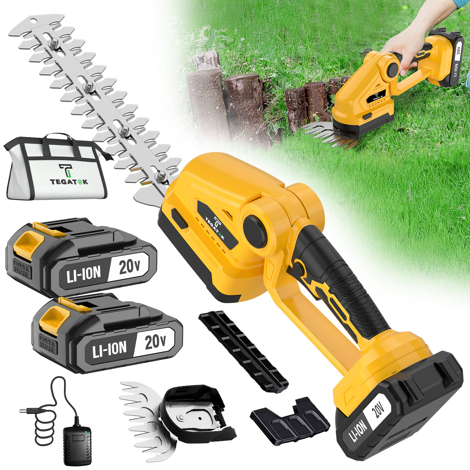 TEMU Taille-haie électrique fil avec tête d'angle réglable, -bordure portable, outil de jardinage portatif léger pour tailler les haies, les arbustes