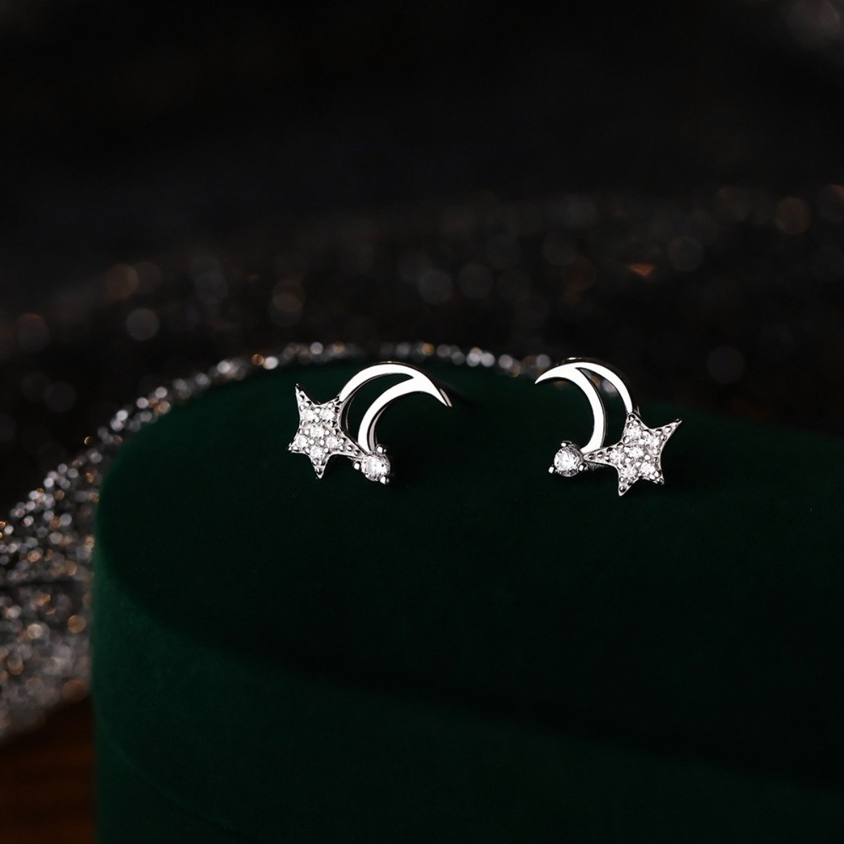 Plated Moon & Star Earrings, Elegant Gift for Women