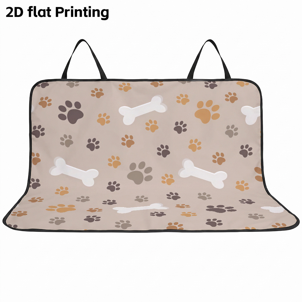 TEMU 1pc 2d Flat Cartoon Paw Print Bone Pattern Car Seat Cover, Trunk Mat, , Store, And Clean Car Protection Pad, Anti-pet Scratching, Suitable For