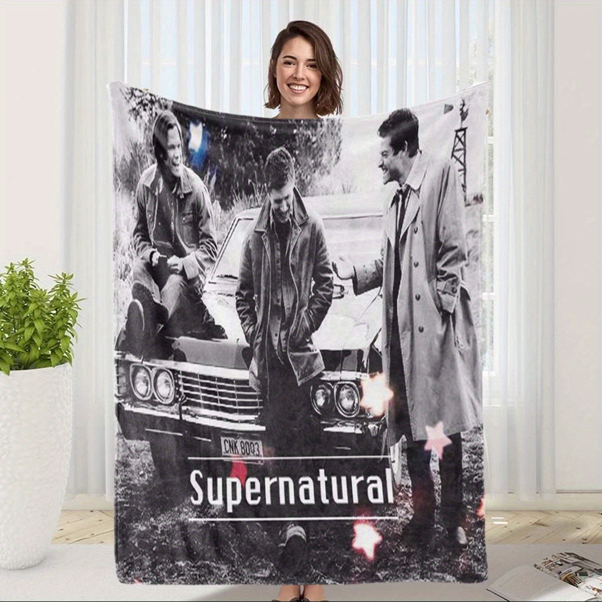 

Supernatural-inspired Flannel Throw Blanket - Soft, Cozy & Warm With Creative Anime Design | Nap Blanket | Perfect Gift For Birthdays & Friends