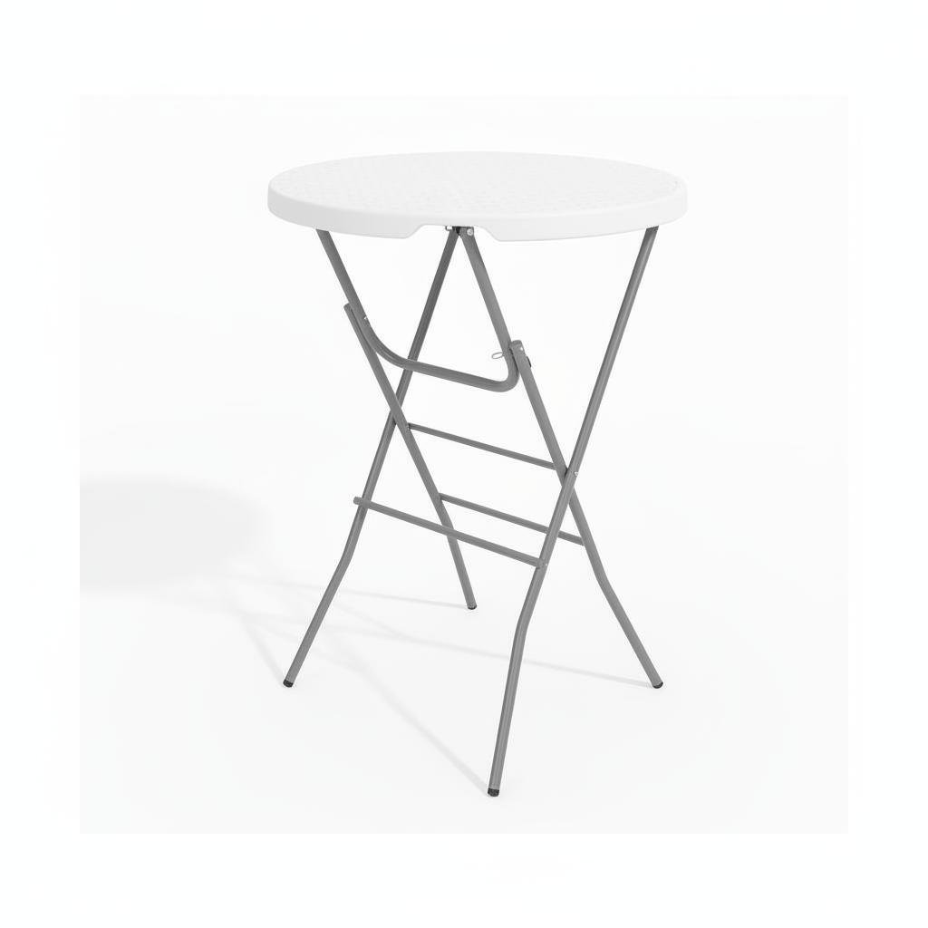 Sturdy Folding Round Bar Table, 80cm Hdpe High Top Bistro Table With Metal Frame & Locking Legs, Portable For Indoor/ Outdoor Patio, Events, Easy To Clean, Commercial Grade