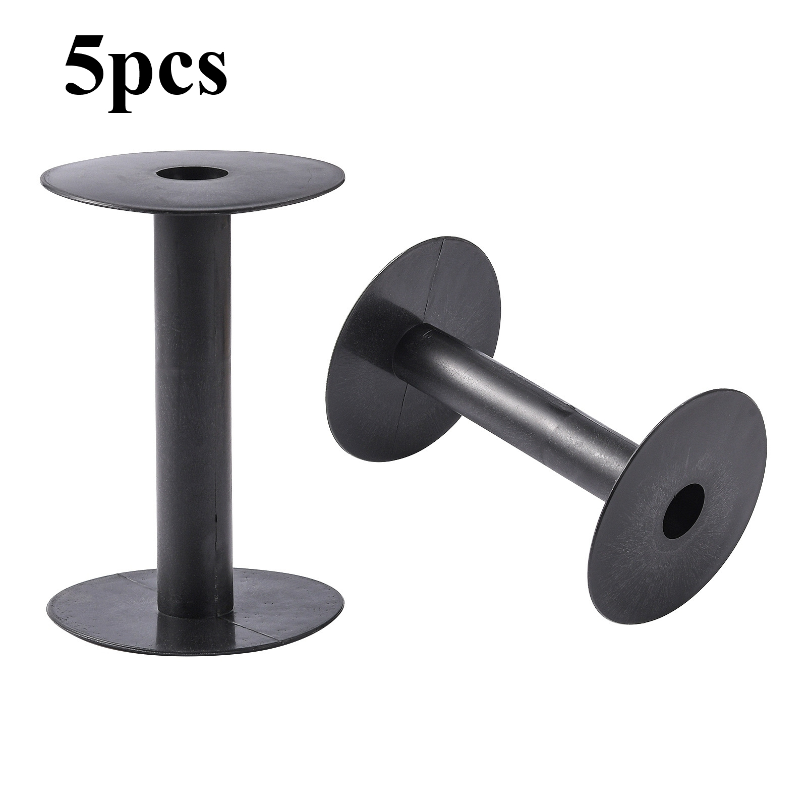 TEMU Set Of 5 Black Plastic Spools, Measuring 24x135mm With A 21mm Hole, Organizing Threads For Sewing And Embroidery