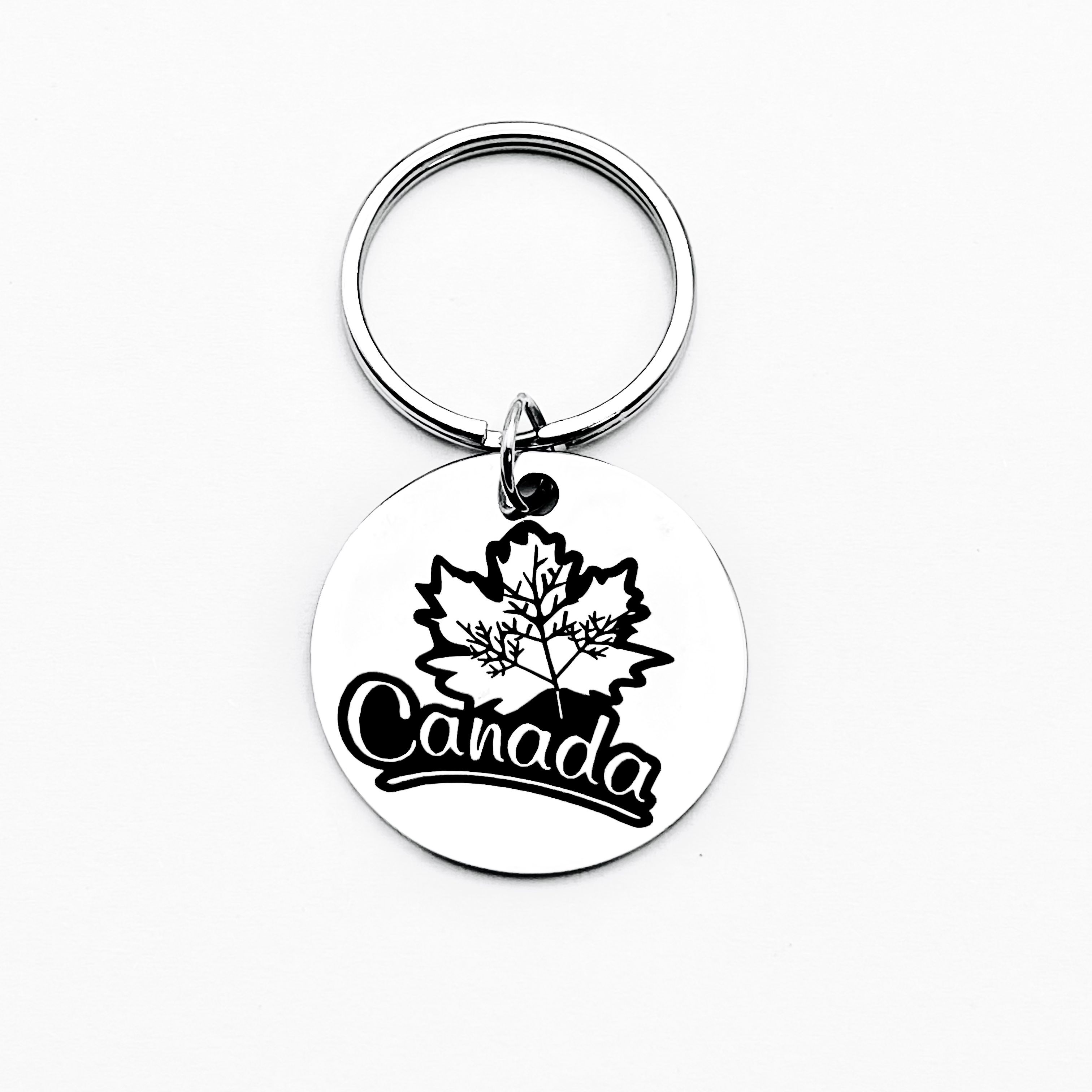 TEMU Porte-clés en acier inoxydable avec feuille d'érable canadienne, parfait pour la personnalisation, le Canada et le patriotisme