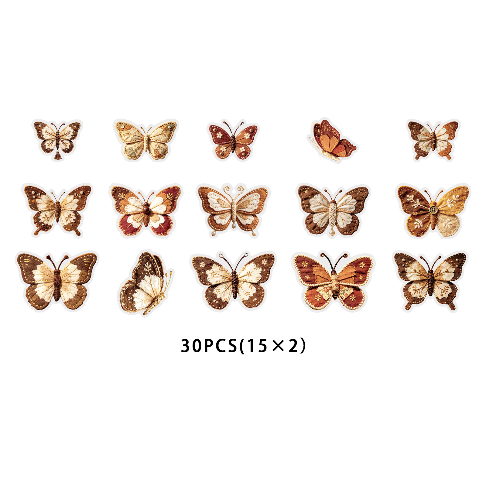 TEMU Life 30pcs American Tan Embroidery Stickers Make Old Fabric Texture Envelope Decoration For Laptops, Handbags, Sticker Books, Bicycles And