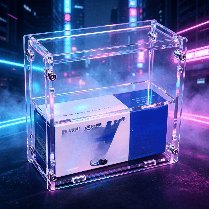 TEMU 1 Pack Double-layer Thickened Acrylic Dustproof Display Case, 6-sided Fully Enclosed Cabinet, Assembled And Fixed With Metal Screws And Nuts, ,