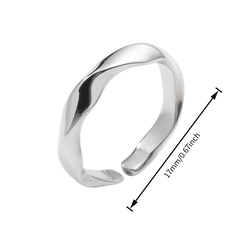MUOTI Twisted Wave Glossy Ring, Minimalist Design