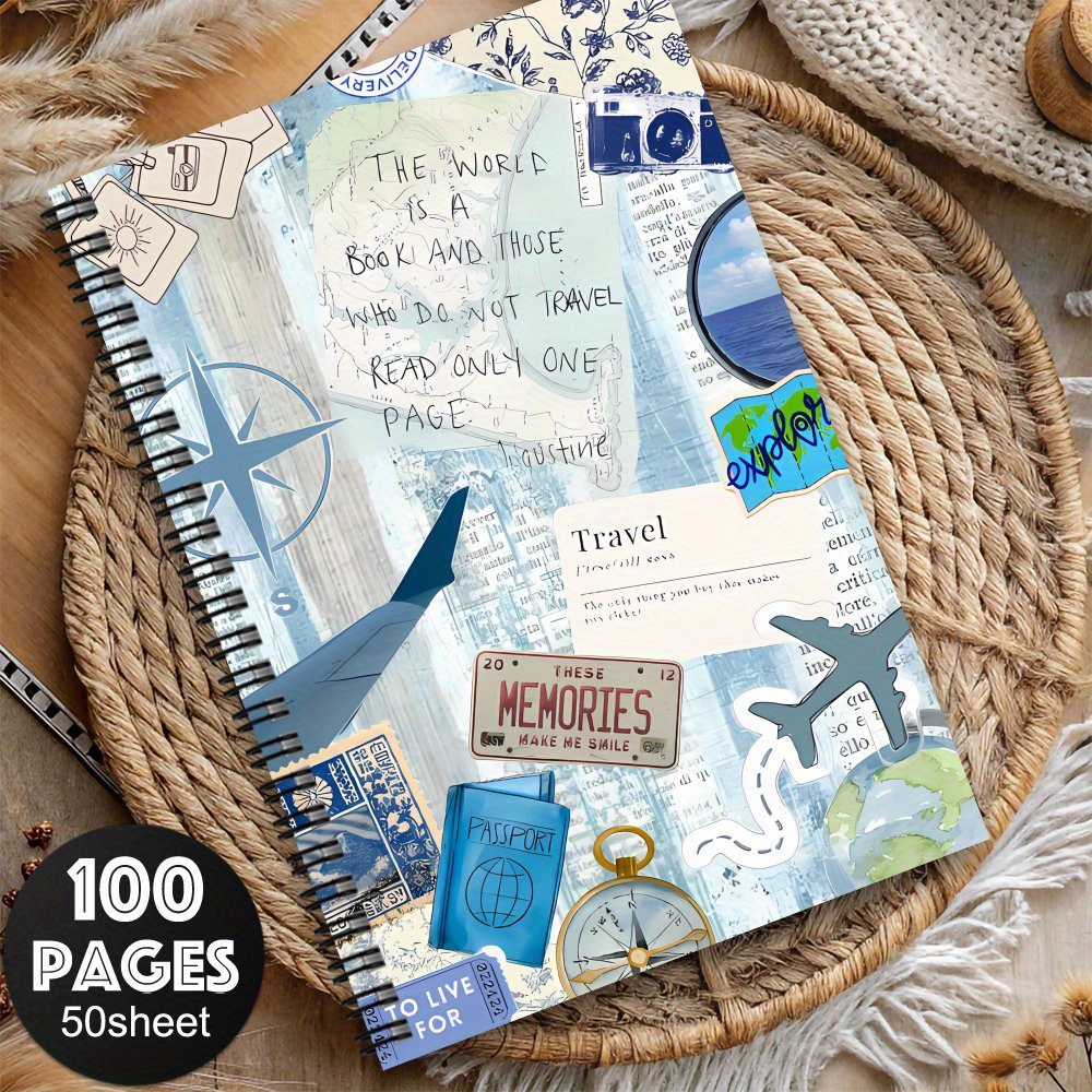 TEMU 1pc Notebook Journal,,travel Country Record, Notebook,vintage Map Journal,travel Stamp Notebook,travel Planning,family, Couple, Travel